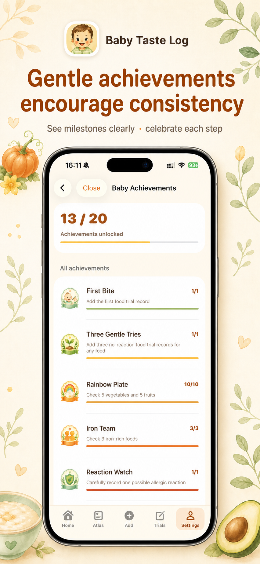 Baby achievements