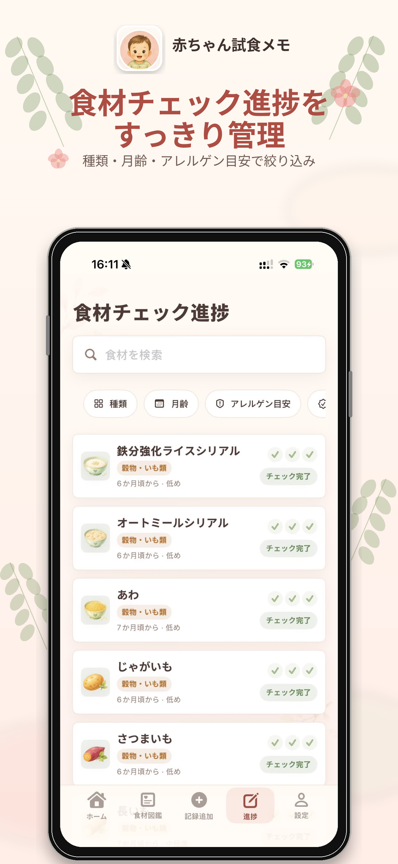 食材チェック進捗